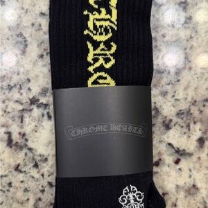 Chrome Hearts Black Socks with Yellow Accents